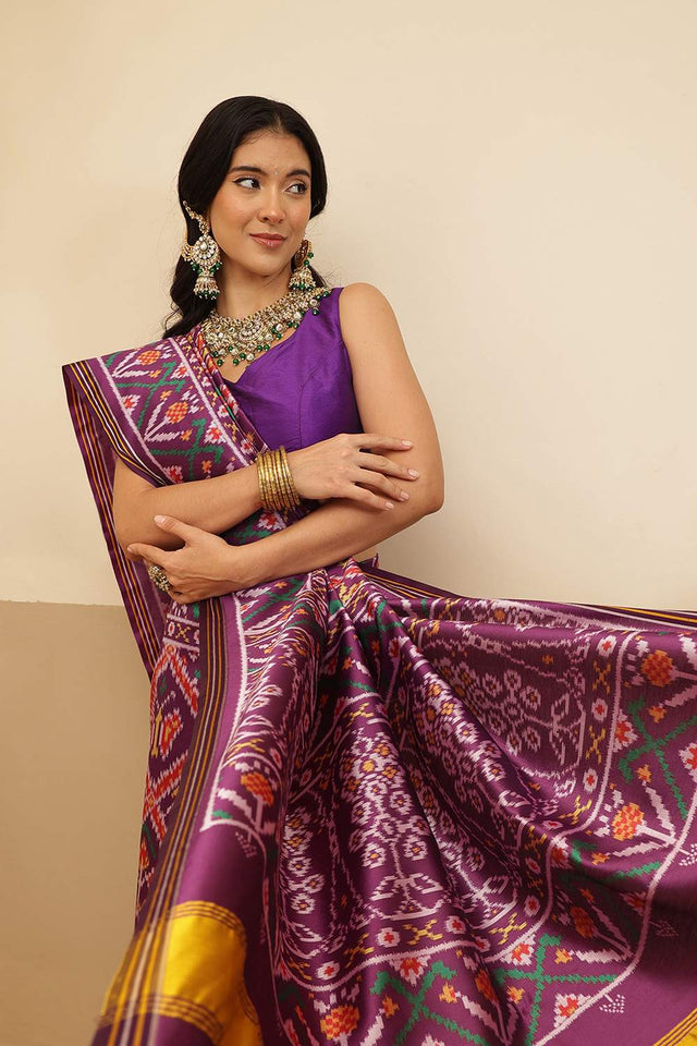 Violet Patola Printed Silk Saree (SZ-DGPATOLA-3124)