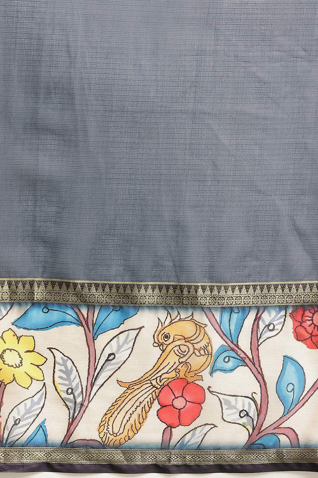 Blue Checkered Printed Silk Saree (SZ-DGRIA1-BU-3134)