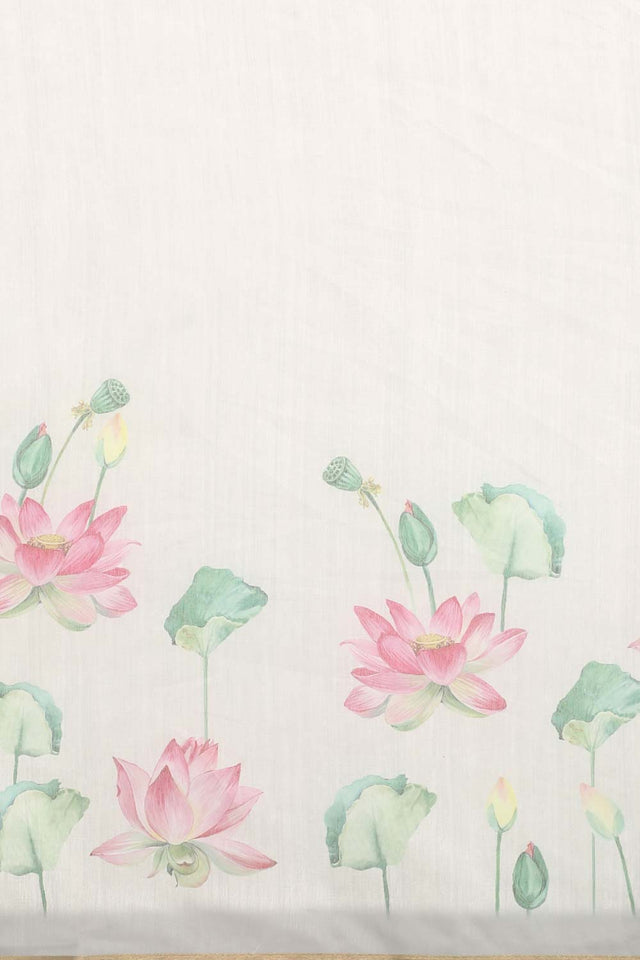 Beige Chanderi Cotton Digital Printed Saree