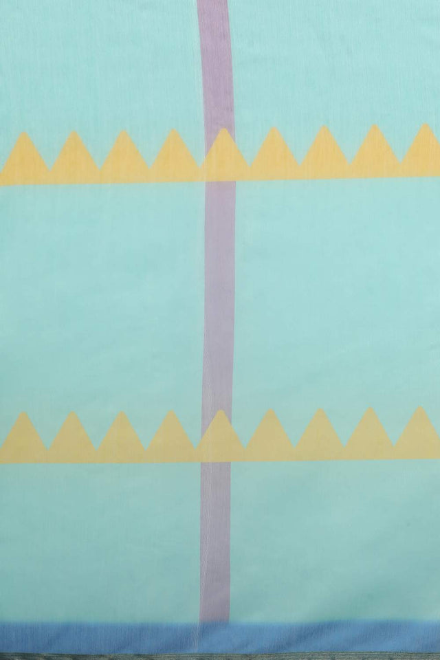 Multi-Color Geometric Printed Cotton Blend Saree