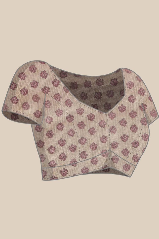 Red Floral Printed Tissue Saree