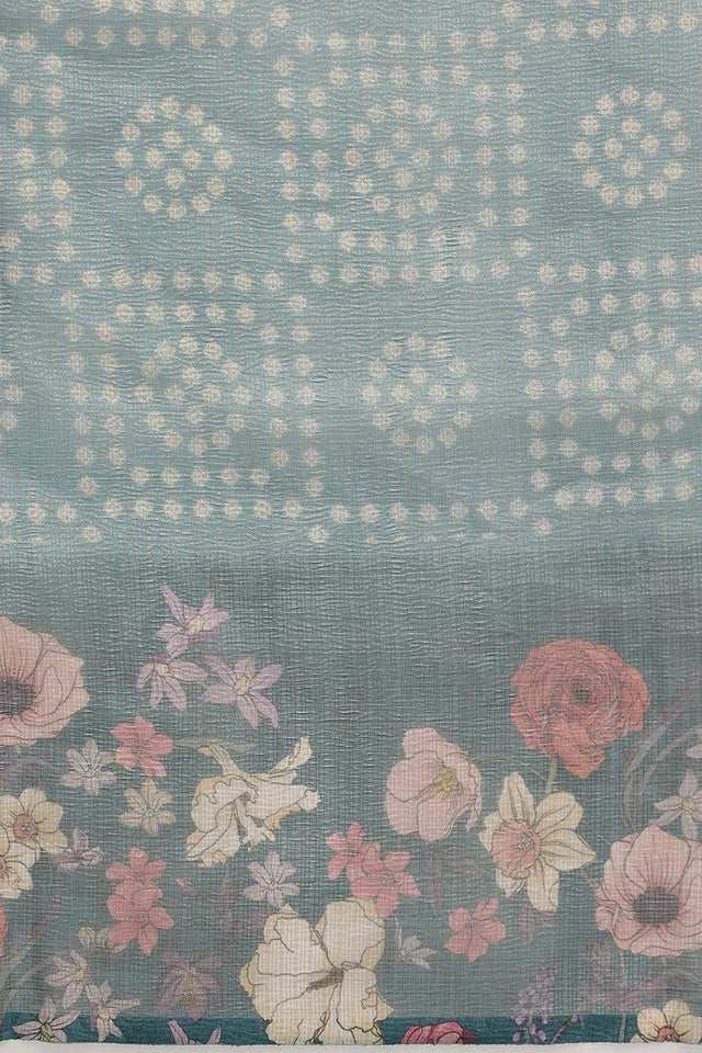Blue Floral Printed Tissue Saree (SZ-DGROSE9-BU-3126)