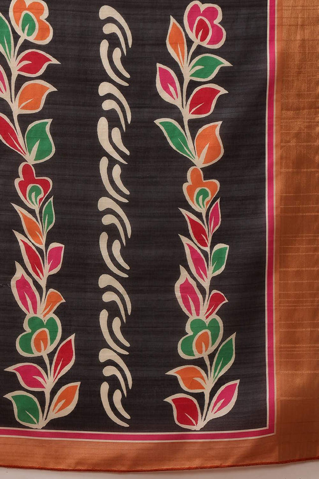 Multi-Color Floral Printed Silk Saree