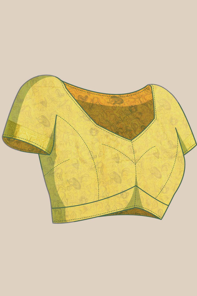 Blue Floral Printed Silk Saree