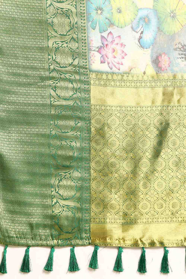 Multi-Color Floral Printed Silk Saree