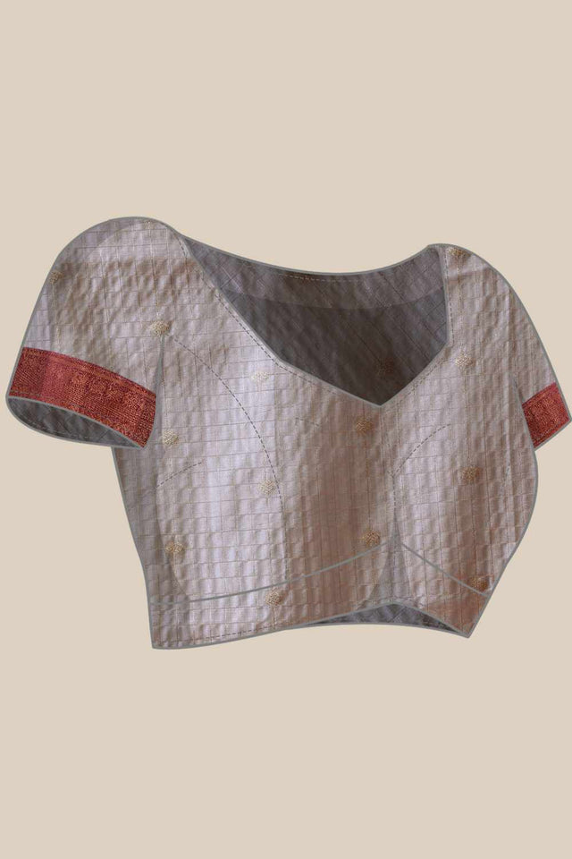 Grey Kanjivaram Floral Printed Silk Saree