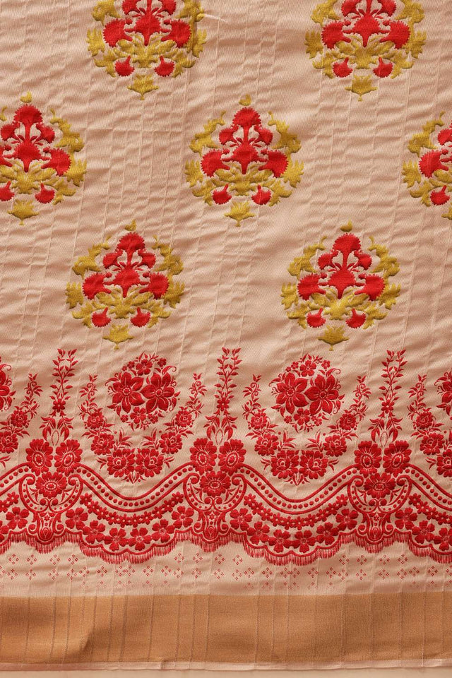 Beige Digital Printed Kotha Silk Saree