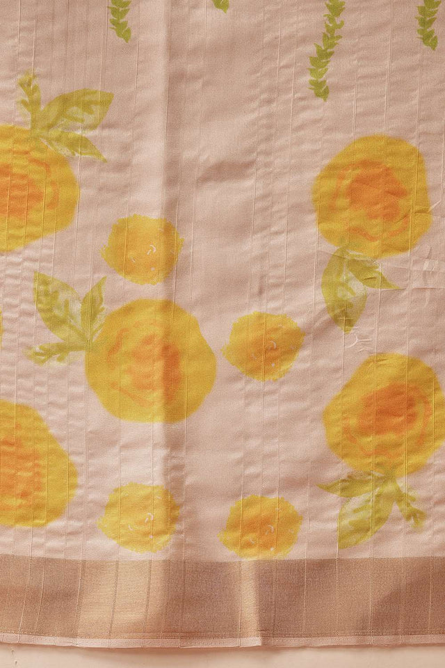 Beige Digital Printed Kotha Silk Saree