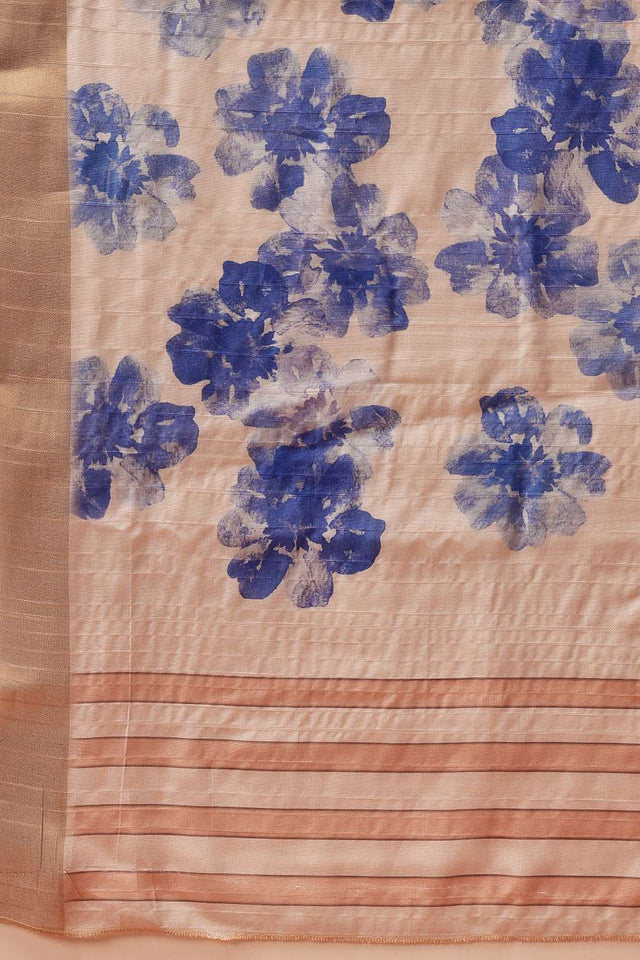 Beige Digital Printed Kotha Silk Saree