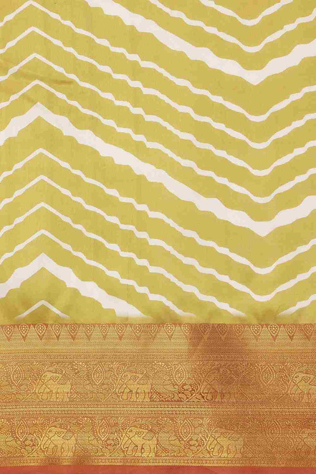 Yellow Soft Silk Stripe Saree