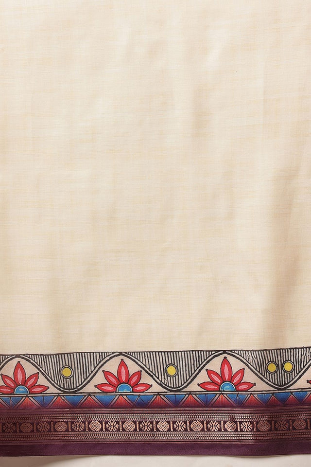 Beige Madhubani Printed Art Silk Saree (SZ-DGTANVI-3300)