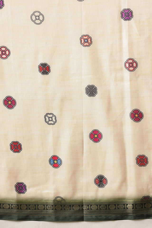 Beige Madhubani Printed Art Silk Saree (SZ-DGTANVI-3301)