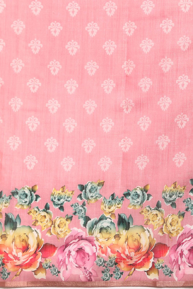 Women's Pink Cotton Silk Digital Saree (SZ-DGTRIJAL1-PN-2145)