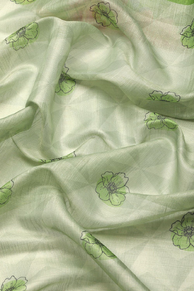 Women's Olive Cotton Silk Floral Saree (SZ-DGTRIJAL2-MH-2148)