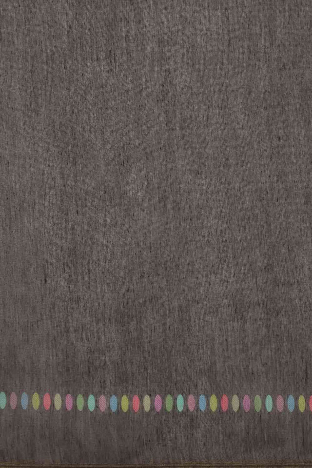 Grey Cotton Blend Floral Printed Saree