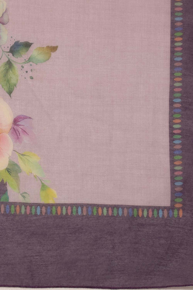 Lavender Cotton Blend Floral Printed Saree