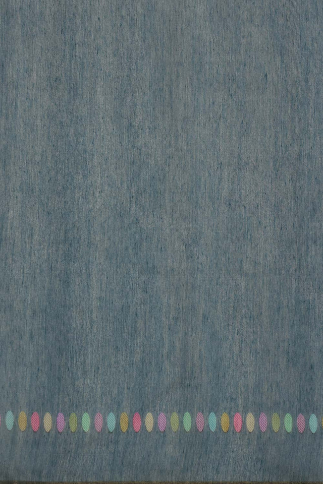 Teal Cotton Blend Floral Printed Saree