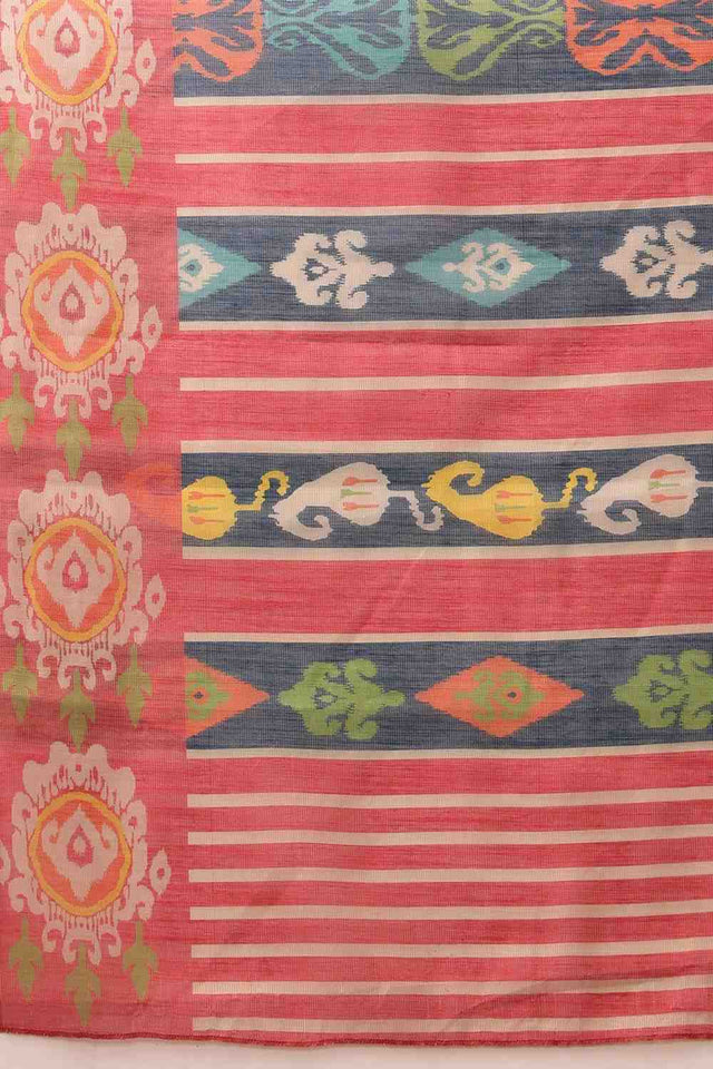 Blue Floral Printed Cotton Blend Saree