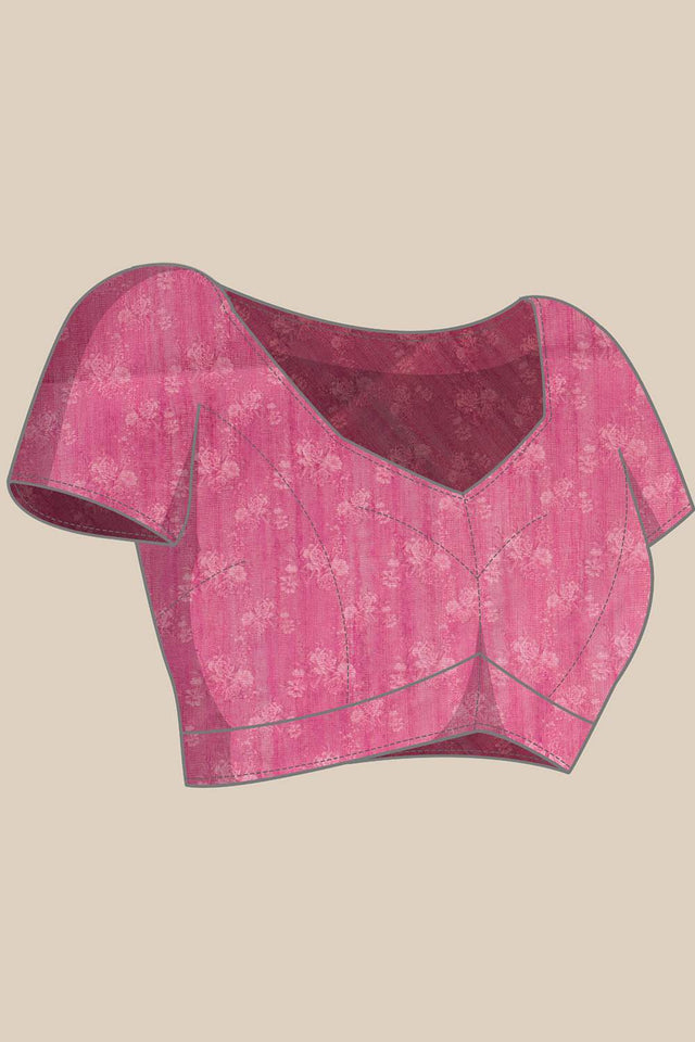 Pink Floral Printed Cotton Blend Saree (SZ-DGTRIJAL5-PN-2403)