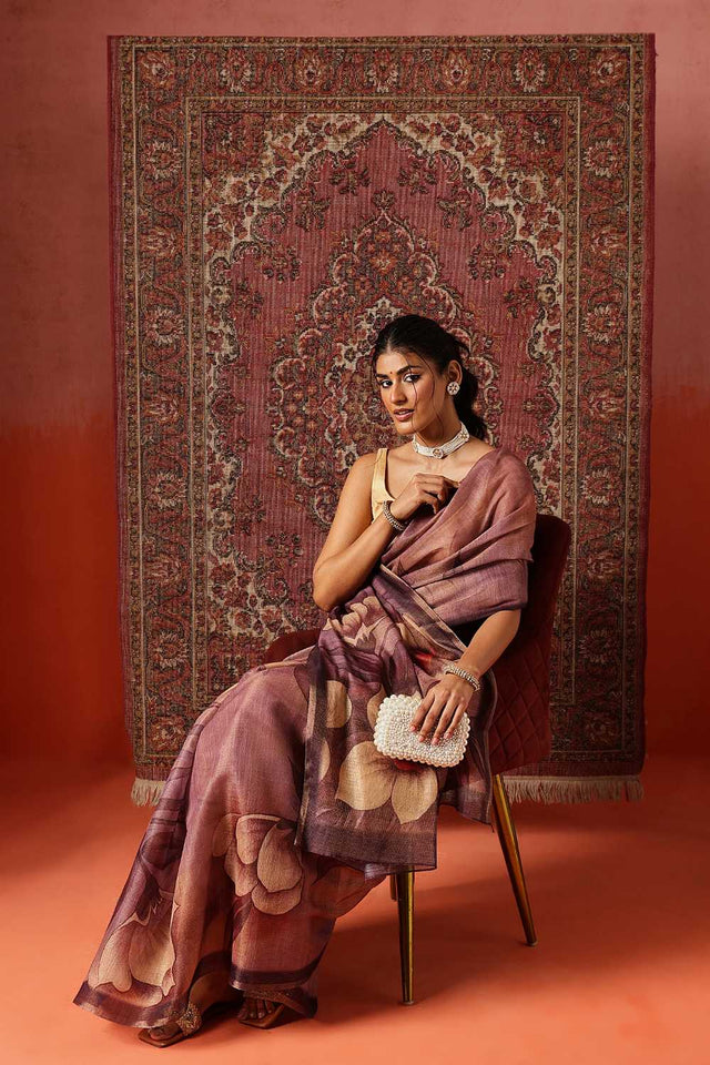 Multi Color Floral Printed Tissue Saree