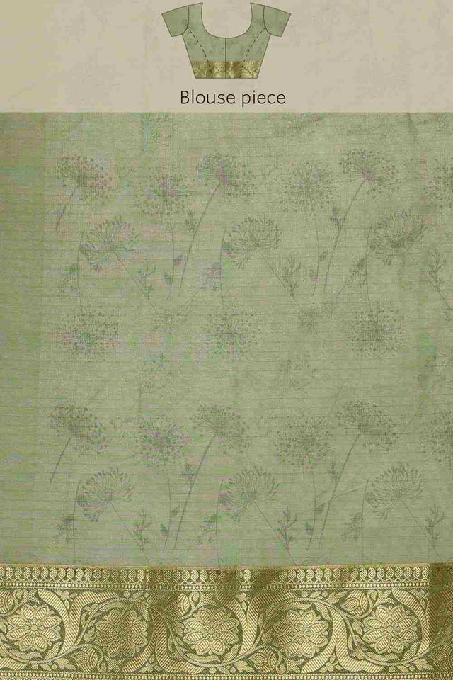 Green Munga Silk Floral Saree