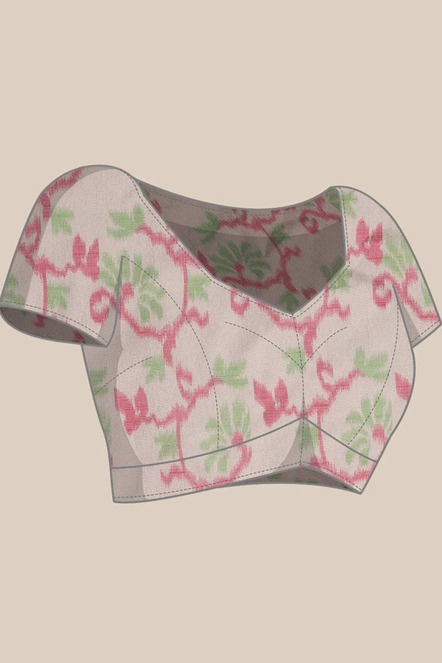 Teal Munga Silk Floral Saree