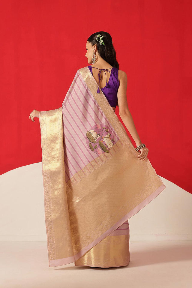 Lavender Printed Silk Saree (SZ-DGZARA-LV-3069)