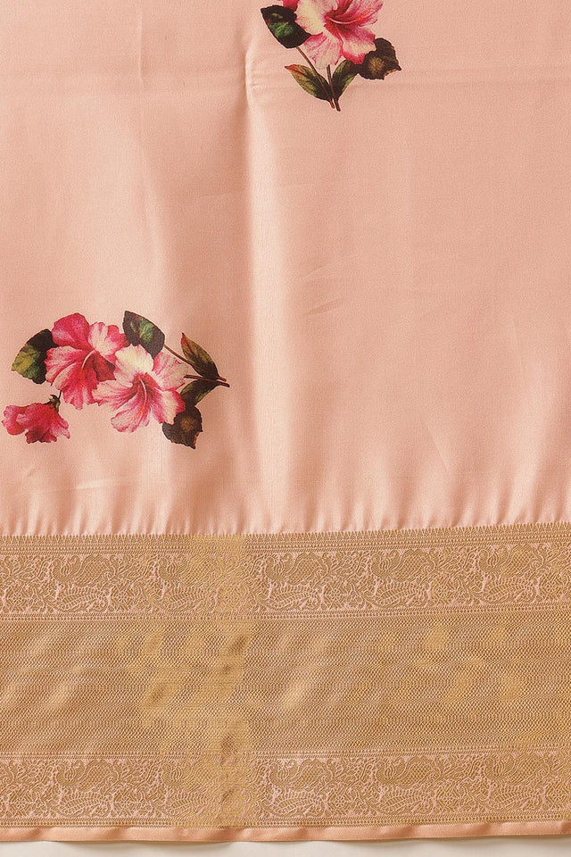 Peach Printed Silk Saree (SZ-DGZARA-PE-3071)