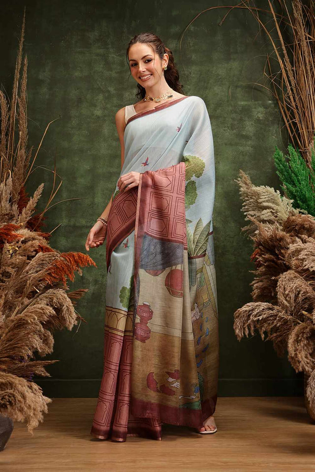 Multi-Color Chanderi Abstract Printed Cotton Saree