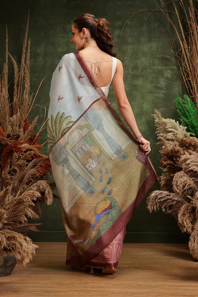 Multi-Color Chanderi Abstract Printed Cotton Saree