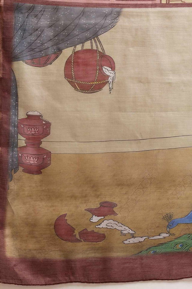 Multi-Color Chanderi Abstract Printed Cotton Saree