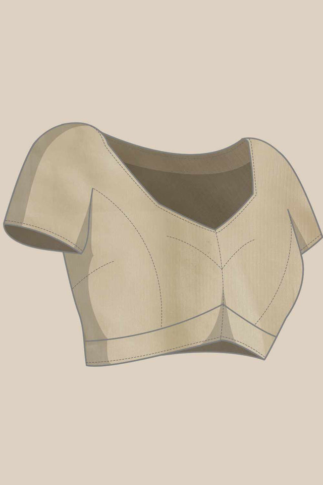 White Chanderi Abstract Printed Cotton Saree