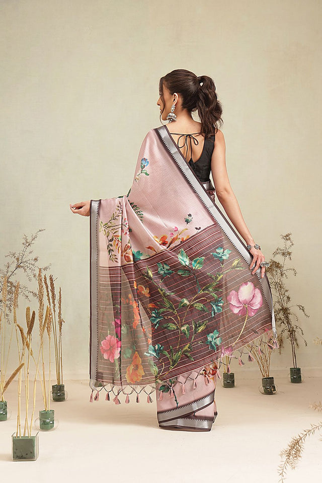 Pink Floral Printed Art Silk Saree (SZ-EVA-PN-3203)