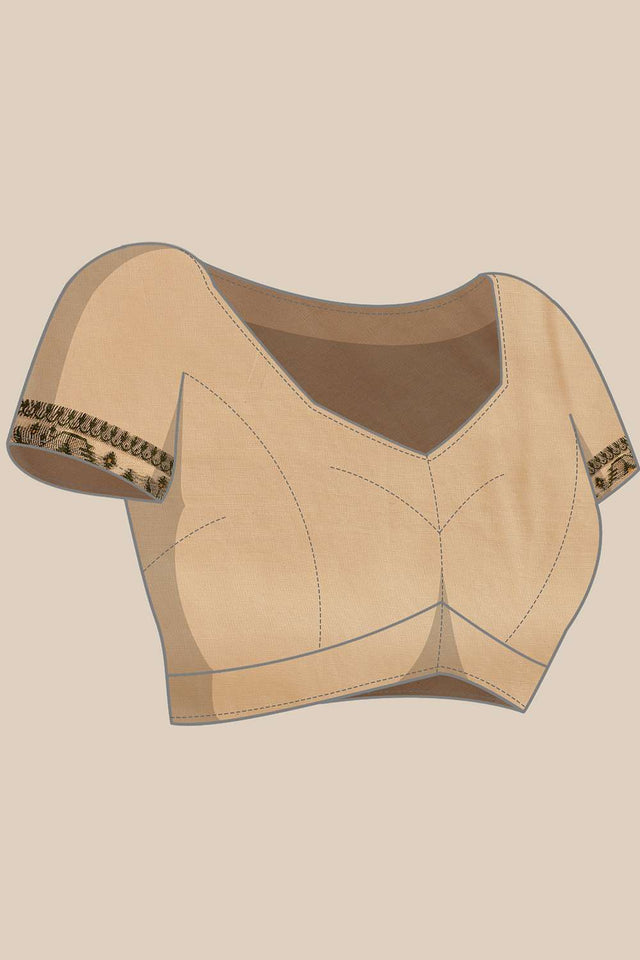 Beige Woven Cotton Saree