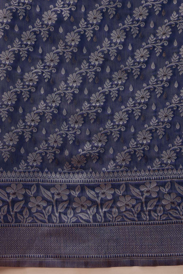 Blue Woven Cotton Saree