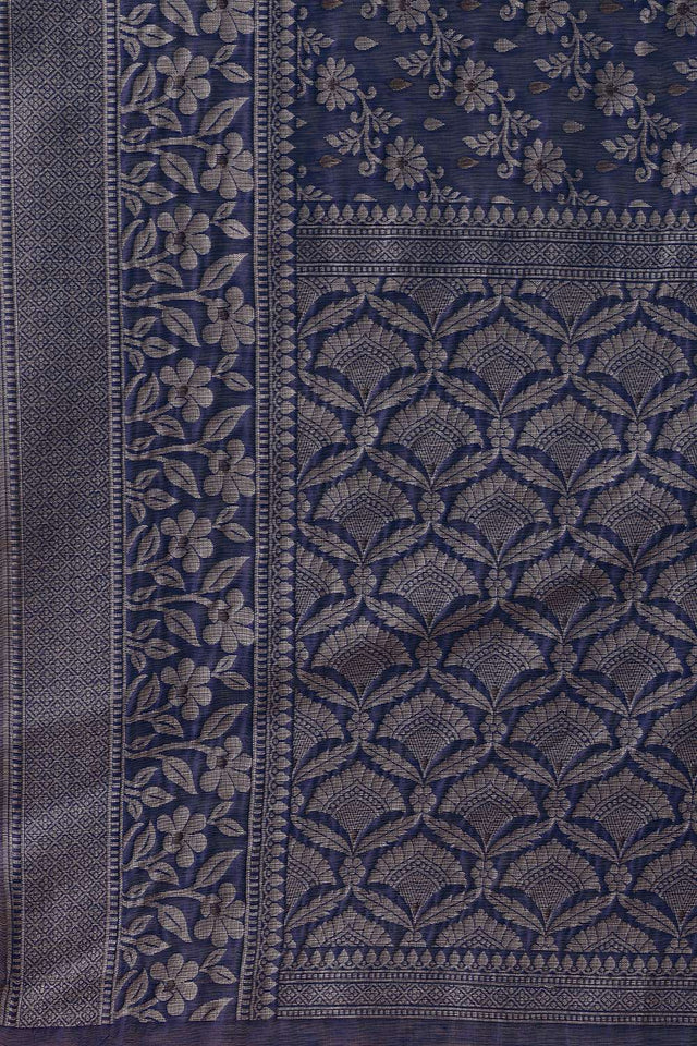 Blue Woven Cotton Saree