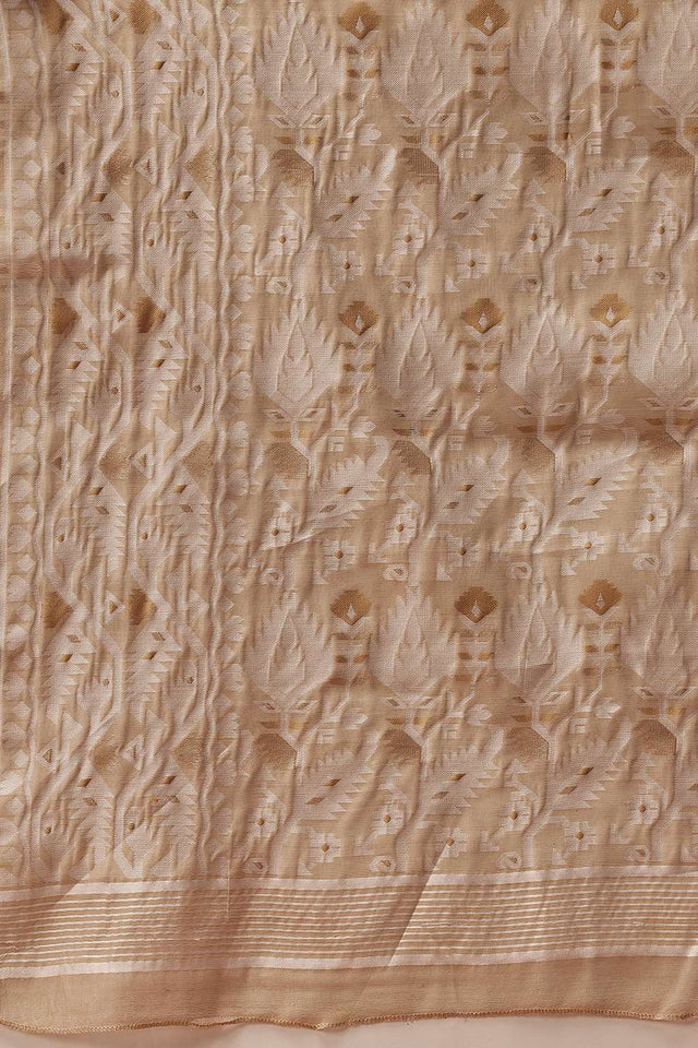 Beige Woven Cotton Saree