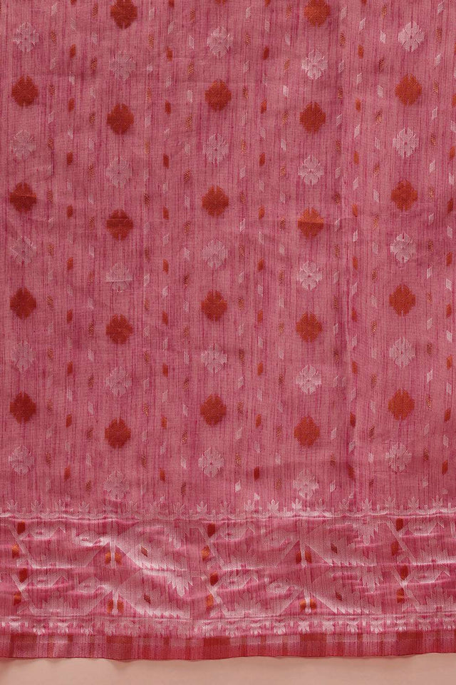 Pink Woven Cotton Saree