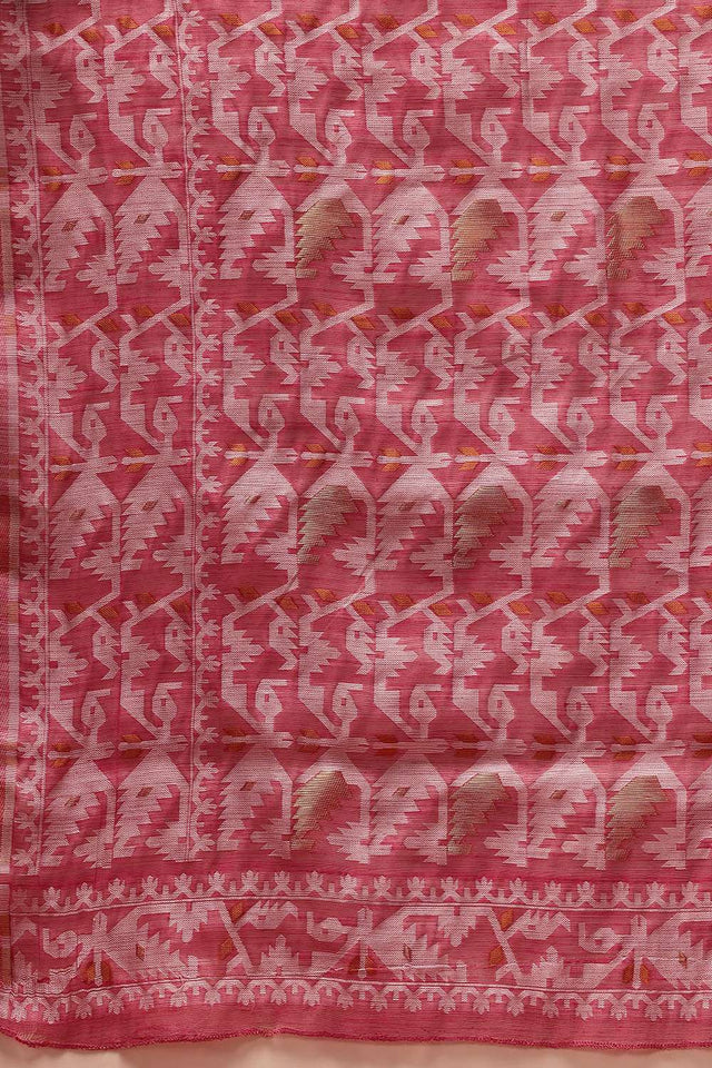 Pink Woven Cotton Saree
