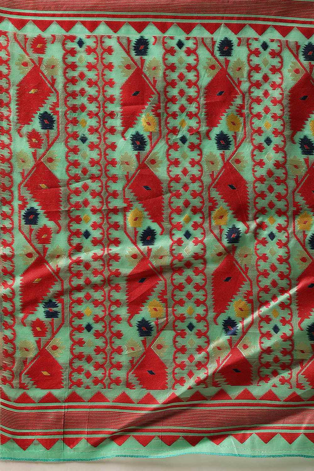 Green Woven Design Cotton Saree