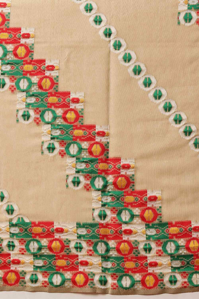 Beige Woven Design Cotton Saree