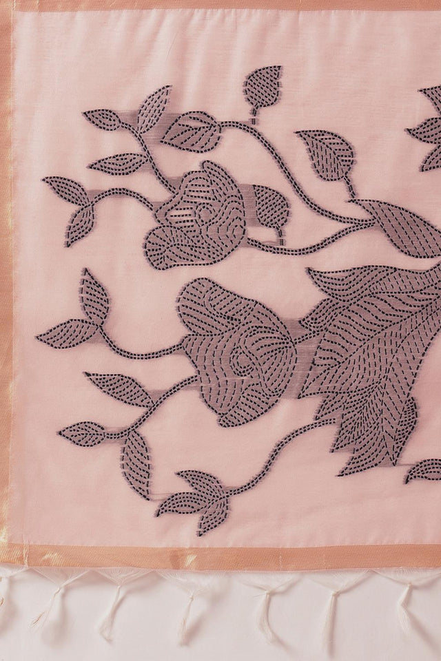 Peach Woven Cotton Blend Saree (SZ-JMD35-PE-3049)