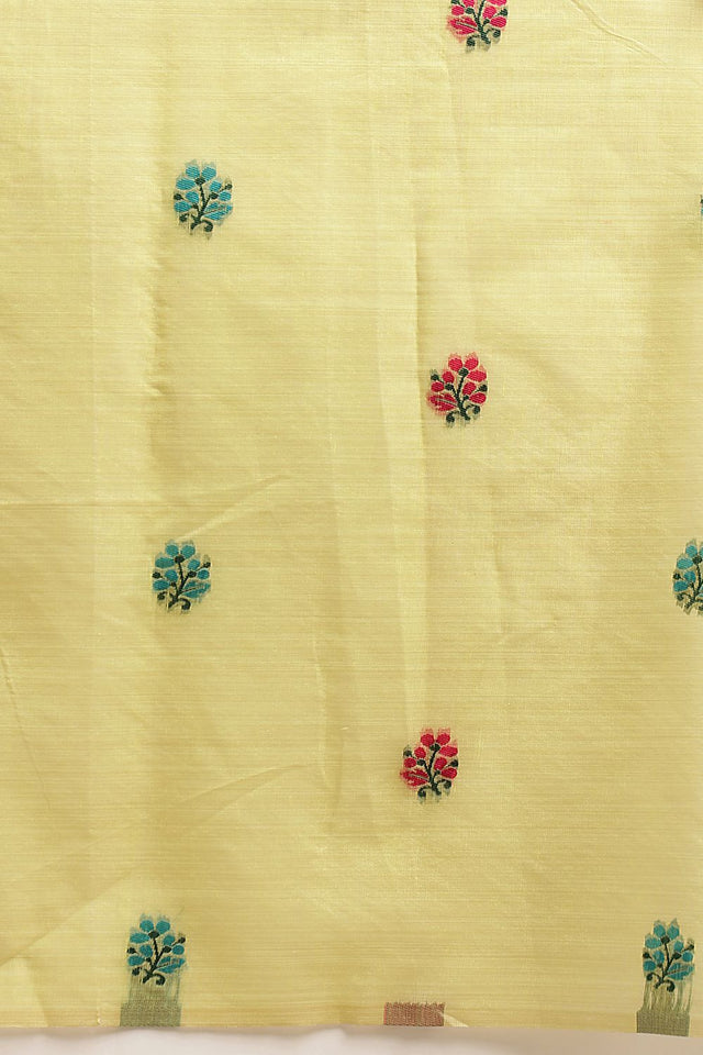 Yellow Floral Woven Cotton Blend Saree (SZ-JMD39-YL-3160)
