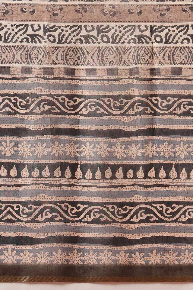 Multi Color Abstract Printed Cotton Blend Saree