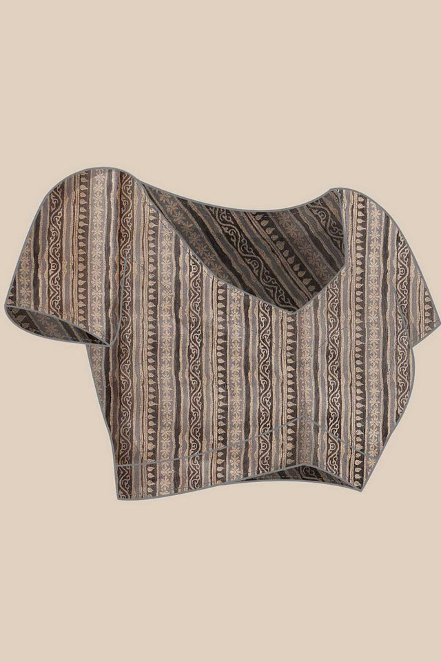 Multi Color Abstract Printed Cotton Blend Saree