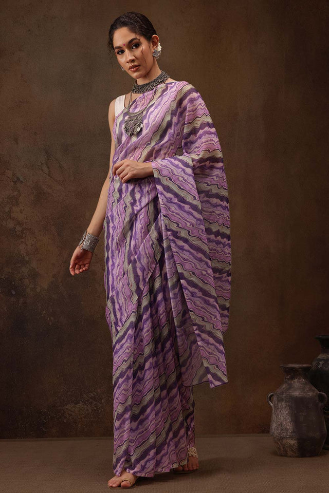 Lavender Colored Soft Silk Abstract Printed Saree (SZ-LEELA-LV-2209)
