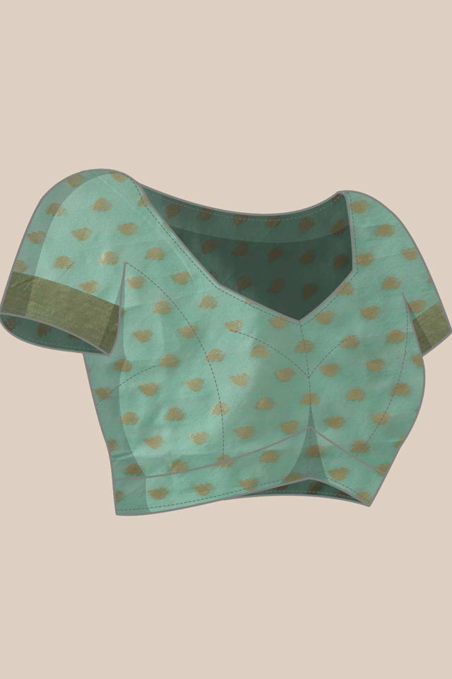 Teal Cotton Woven Thread Floral Saree