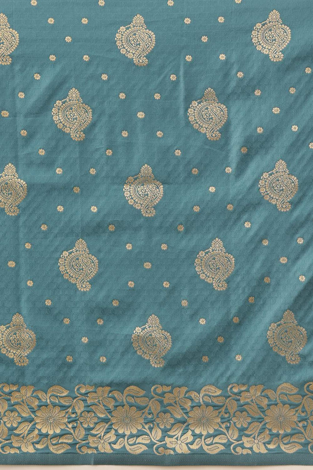 Blue Floral Woven Soft Silk Saree (SZ-NOOR-2-BU-3082)