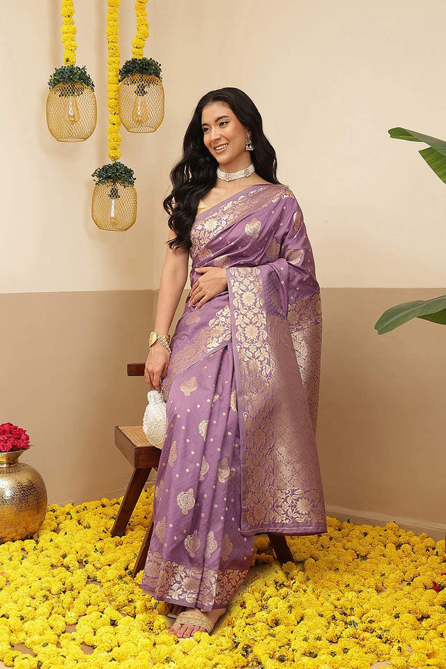 Violet Floral Woven Soft Silk Saree (SZ-NOOR-2-PP-3081)