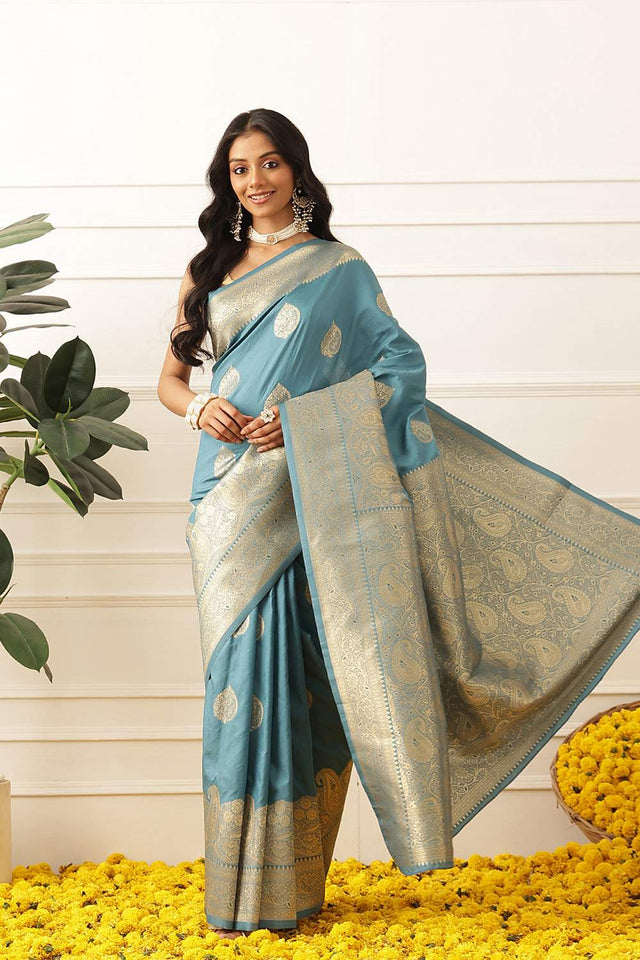 Blue Woven Soft Silk Saree (SZ-NOOR-5-BU-3094)
